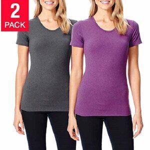 32 Degrees Weatherproof Women's Short Sleeve Scoop Neck Cool Tee 2 Pack - M